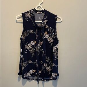 Beacon Navy Floral Sleeveless Blouse